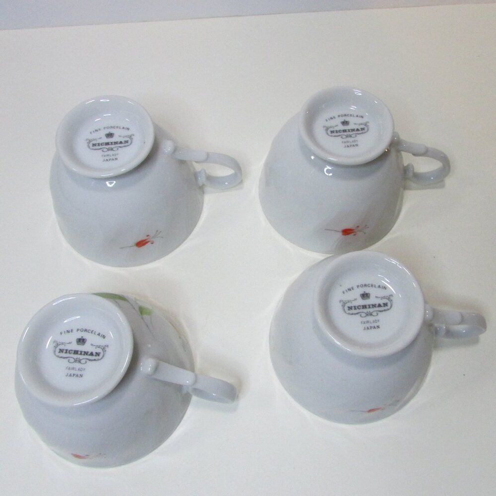 lot 4 vtg Nichinan fine porcelain tea cup and saucer Fairlady floral Japan set - Picture 10 of 10